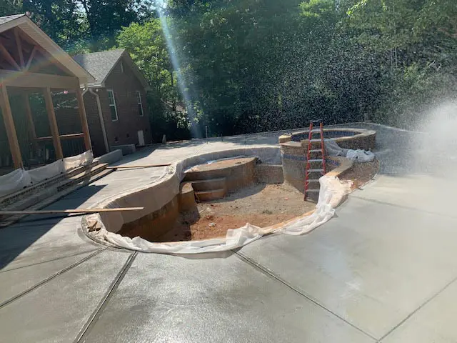 concrete poured for pool decking